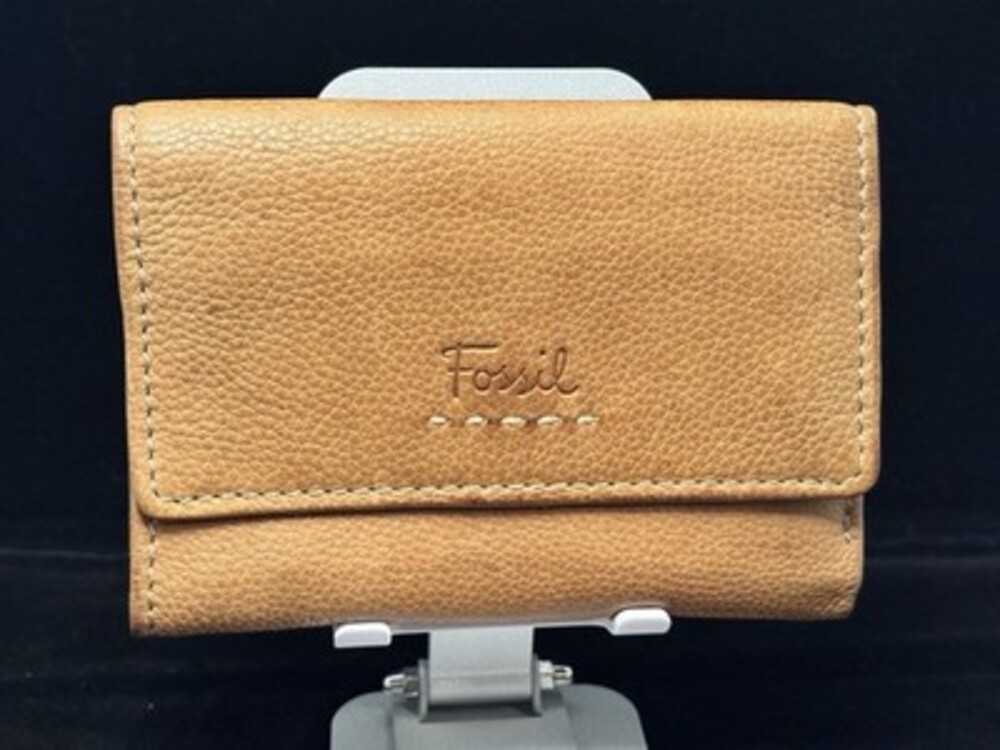 FOSSIL Womens Popstitch Brown Leather Trifold Wallet Billfold